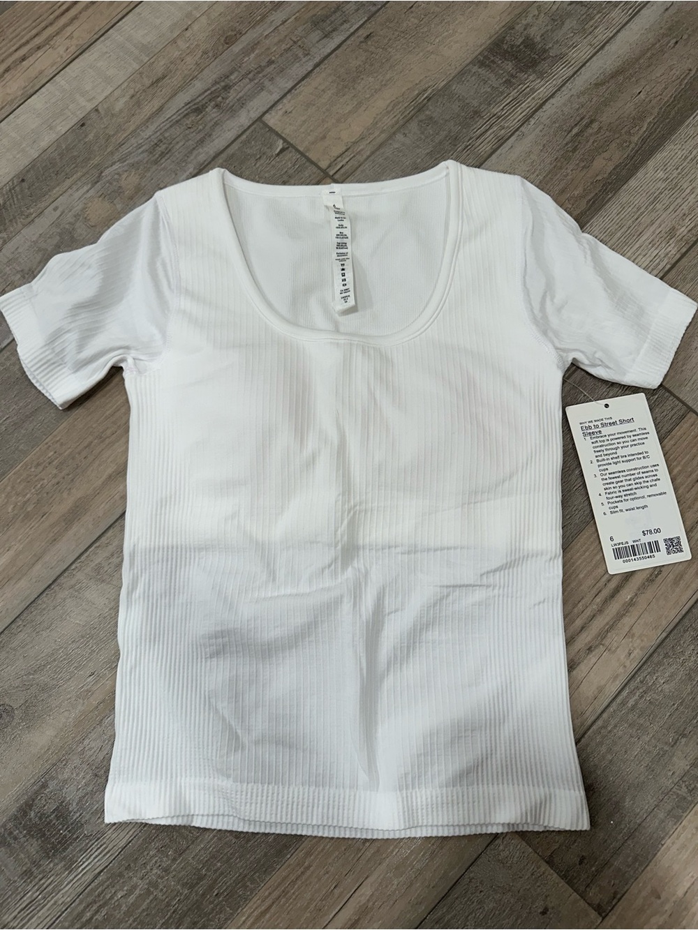 lululemon athletica White Ribbed Ebb to Street Short Sleeve Top